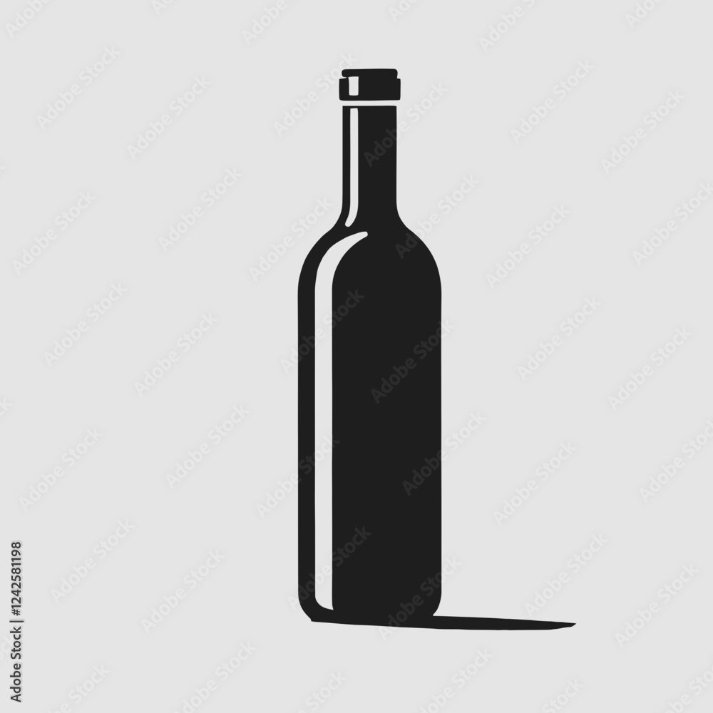 Wine Bottle Silhouette in black on a white background Wine Bottle Silhouette in black on a white background