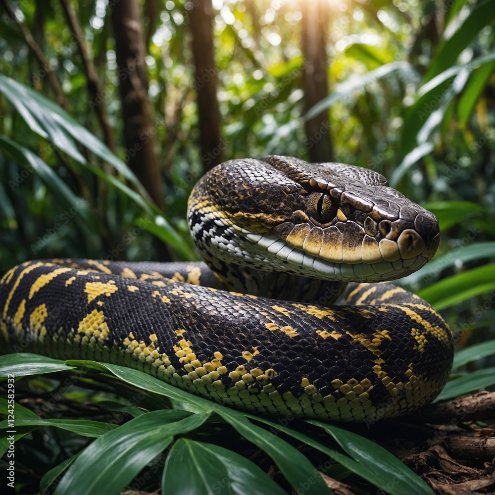 Python Coiled Around a Tree Branch. snake in the grass. Python Coiled Around a Tree Branch. snake in the grass.