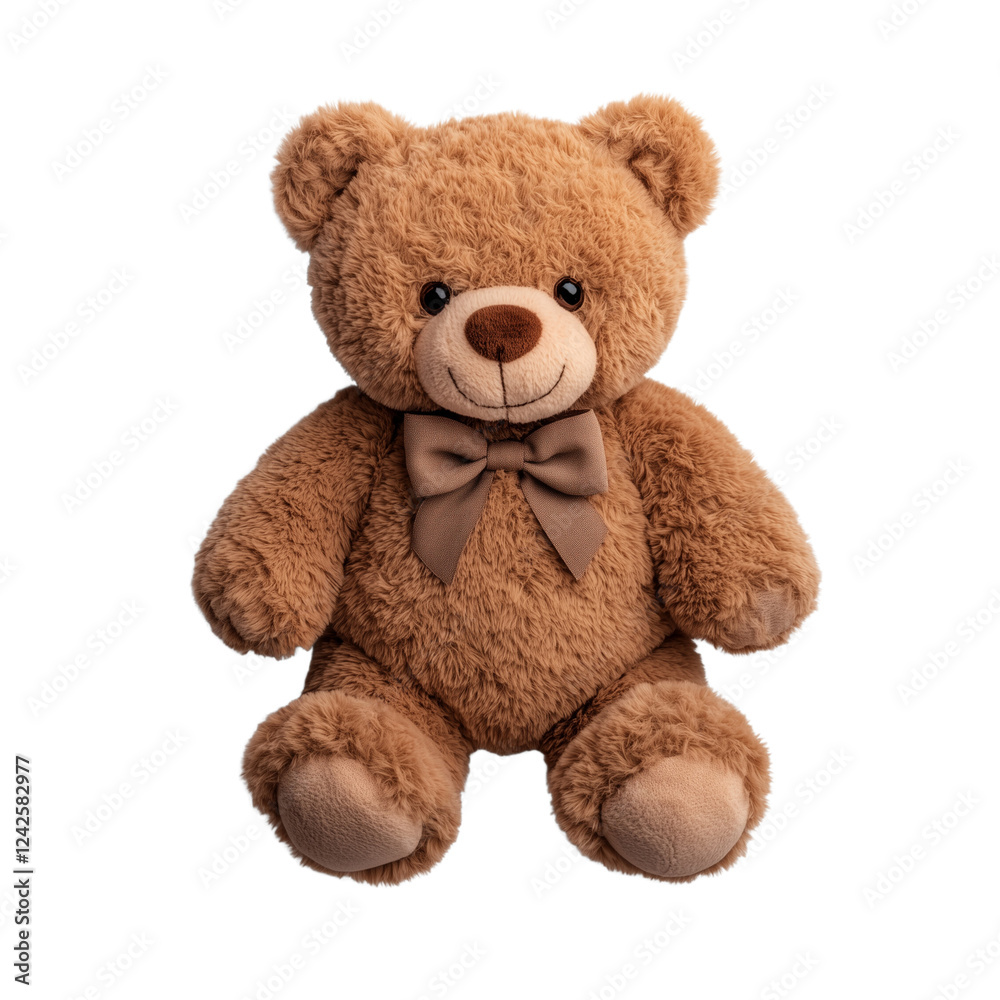 Obraz premium A soft, plush teddy bear with a cute expression and a bow, designed for comfort and companionship.