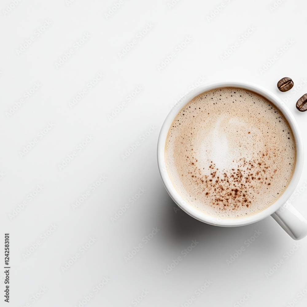 Cup of cappuccino with foam art on white background Cup of cappuccino with foam art on white background