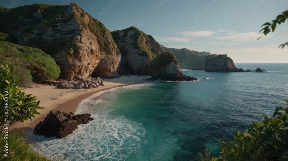 Secluded Cove: Coastal Paradise at Golden Hour Secluded Cove: Coastal Paradise at Golden Hour