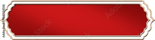 Text box frame 3D style, ui game menu elements, red oblong banners and gold ornate rims.