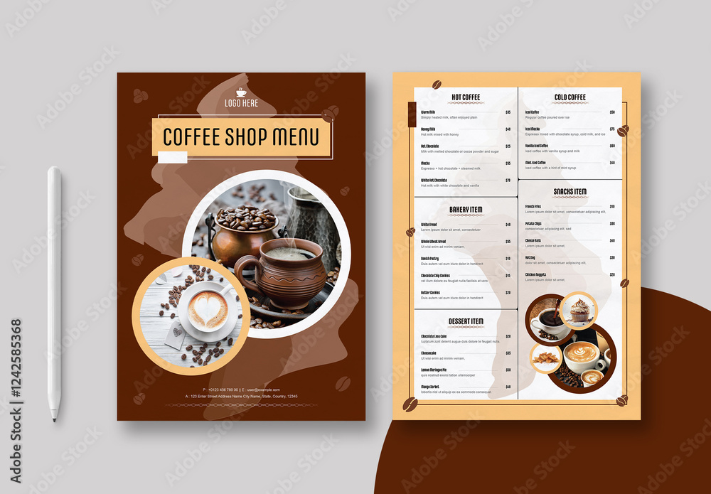 Coffee Shop Menu Layout Stock Template | Adobe Stock