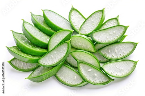 Wallpaper Mural Double Exposure Aloe Vera Slices: Top View Flat Lay Isolated on White Torontodigital.ca