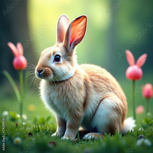 Weisheimer Hase mit bunten Eiern in einem Blumentopf, pflanzen, springerl, eier photo