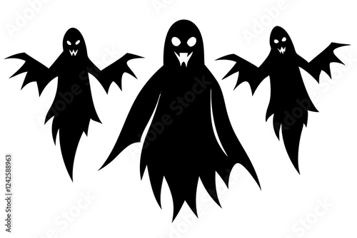 Ghostly Ghouls Vector Set – Spooky Line Art & Halloween Illustrations