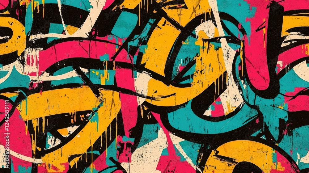 Fototapeta premium Explore the unique blend of color and texture in this graffiti design.