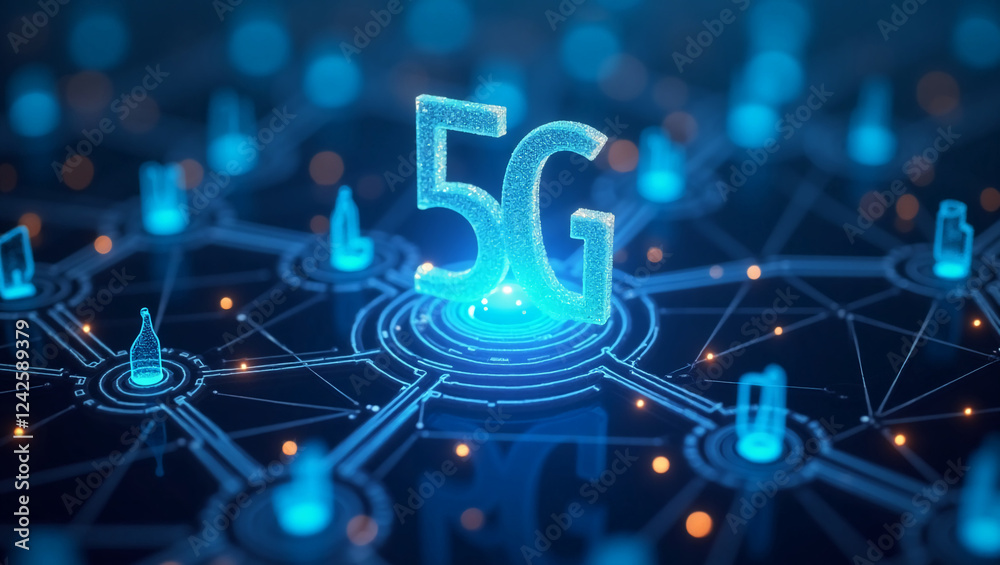 Naklejka premium 5G Network Connectivity in a Smart City