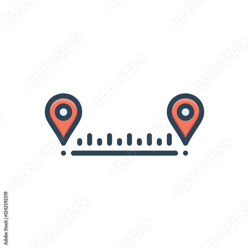 Color illustration icon for  distance