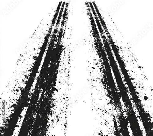 Vector grunge tire tracks on a white background  vector illustration  monochrome  