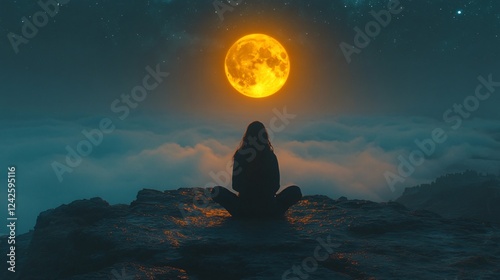 A dramatic silhouette of a person kneeling in prayer on a mountaintop