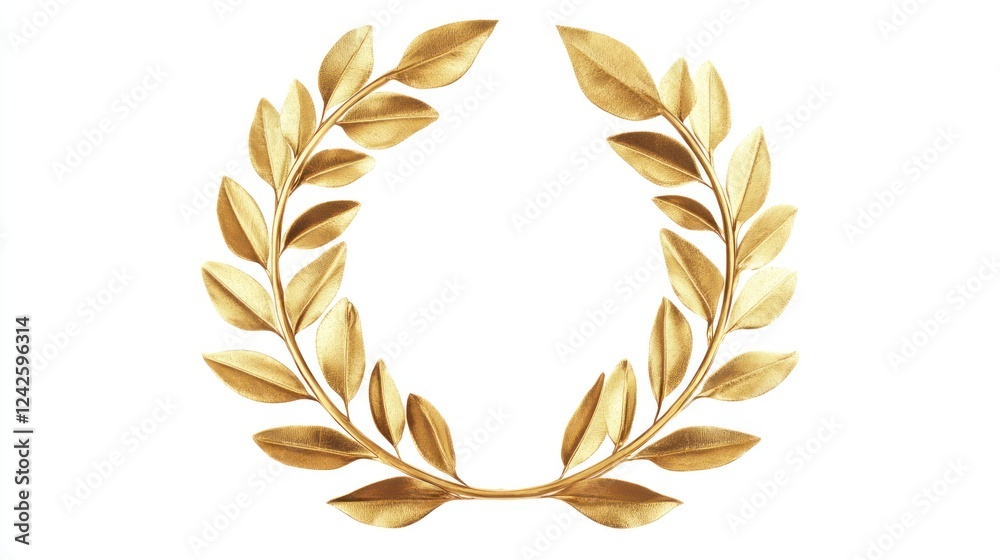 Golden laurel wreath, isolated, white background, award, design element Golden laurel wreath, isolated, white background, award, design element