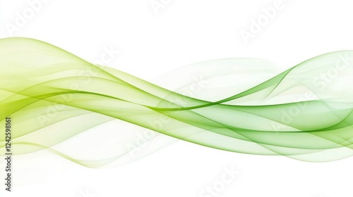 Green wave abstract design, flowing, white background, website header