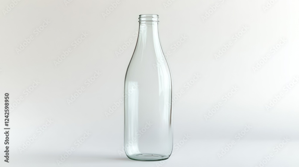 Empty glass bottle, studio shot, white background, packaging mockup Empty glass bottle, studio shot, white background, packaging mockup