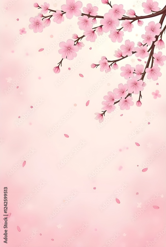 Elegant Cherry Blossom Composition with Delicate Blooms and Autumn Tones Elegant Cherry Blossom Composition with Delicate Blooms and Autumn Tones