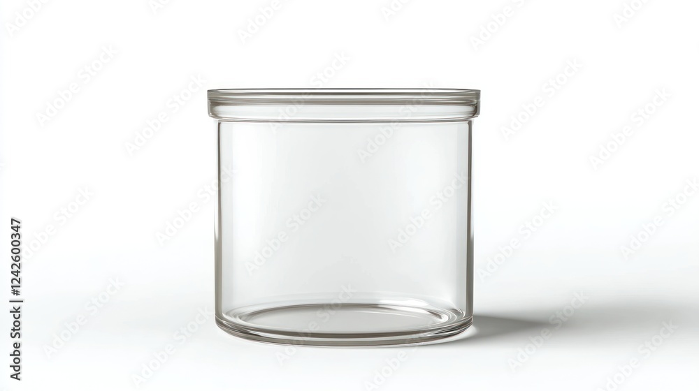 Empty glass jar, studio shot, white background, packaging mockup Empty glass jar, studio shot, white background, packaging mockup