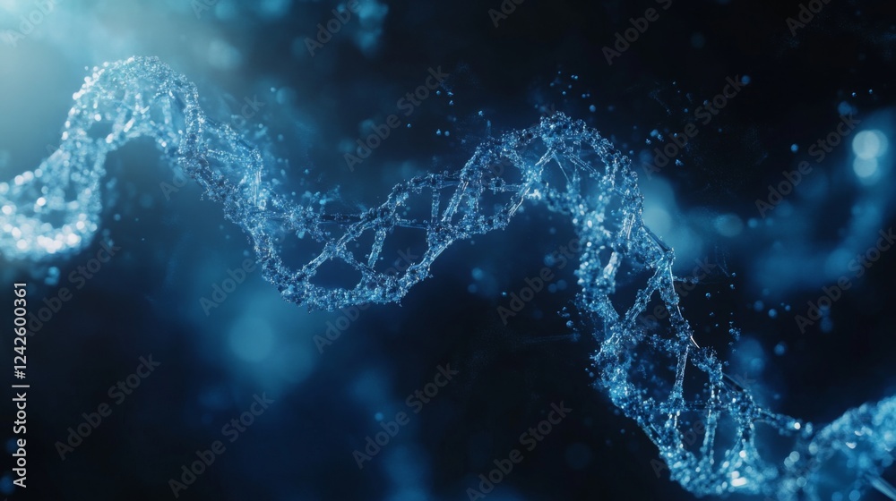 Abstract DNA Strand Visualization with Dazzling Blue Hues for Medical and Scientific Concepts Abstract DNA Strand Visualization with Dazzling Blue Hues for Medical and Scientific Concepts