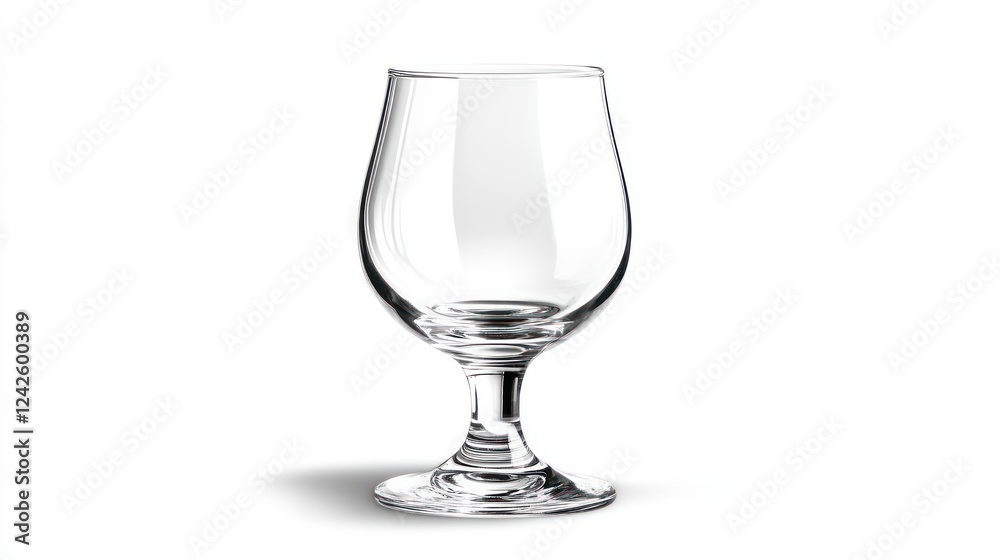 Empty glass, studio shot, white background, beverage advertising Empty glass, studio shot, white background, beverage advertising