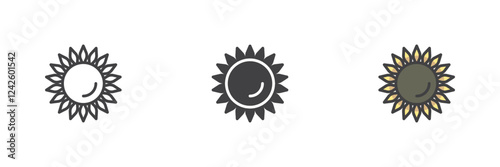 Sunflower different style icon set