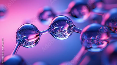 Stunning macro wallpaper featuring ionized H2O water molecules in vibrant purple. 