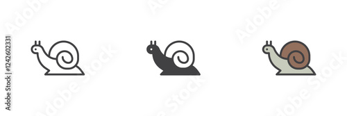 Snail different style icon set