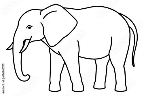 Elephant Silhouette in a Single Line Vector