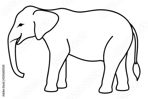 Elephant Silhouette in a Single Line Vector