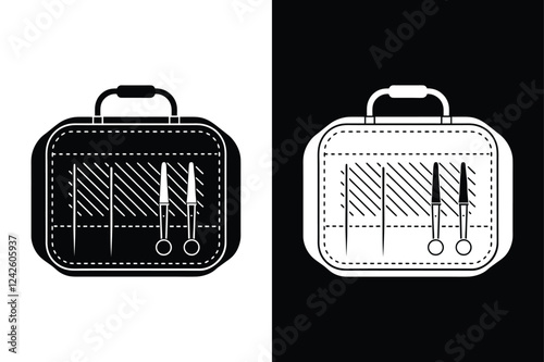 suture kit icon silhouette vector illustration design