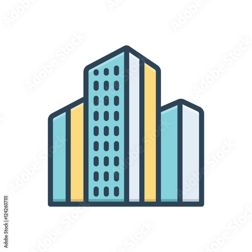 Color illustration icon for office