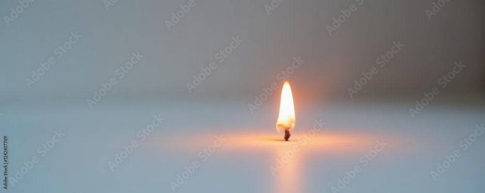 Fototapeta premium Tiny flame flickering on a plain white surface, simple, flicker, hot