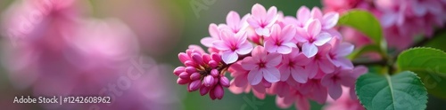 delicate pink lilac flowers forming a tight spiral shape on the stem, bloom, pink, flowers