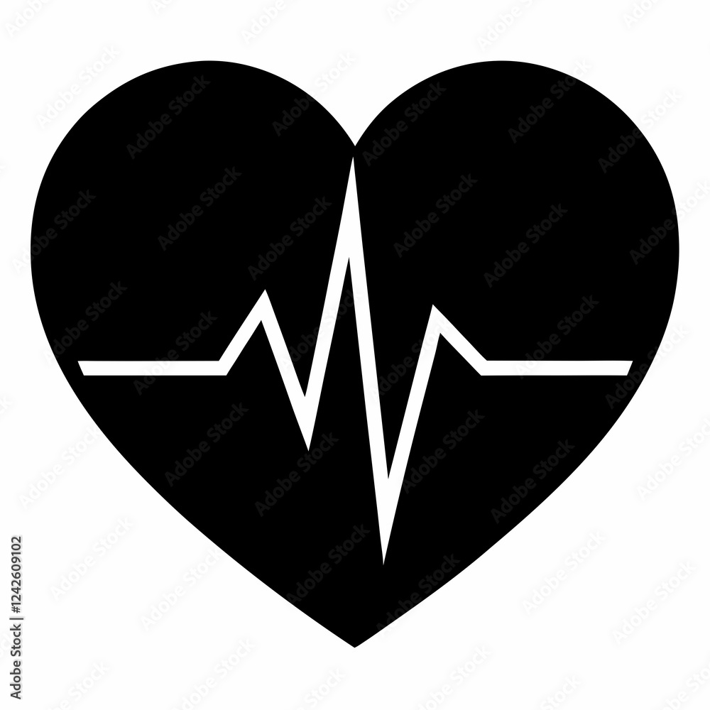 Gentle Pulse in Black Silhouette Vector Design Gentle Pulse in Black Silhouette Vector Design