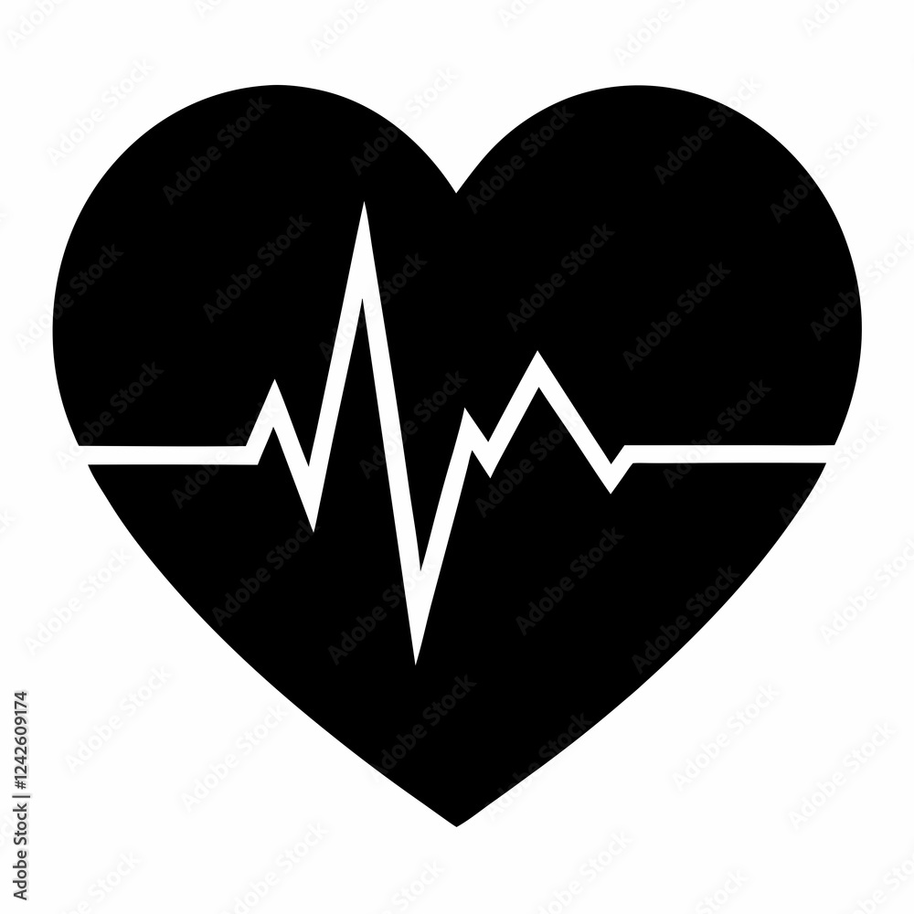 Gentle Pulse in Black Silhouette Vector Design Gentle Pulse in Black Silhouette Vector Design