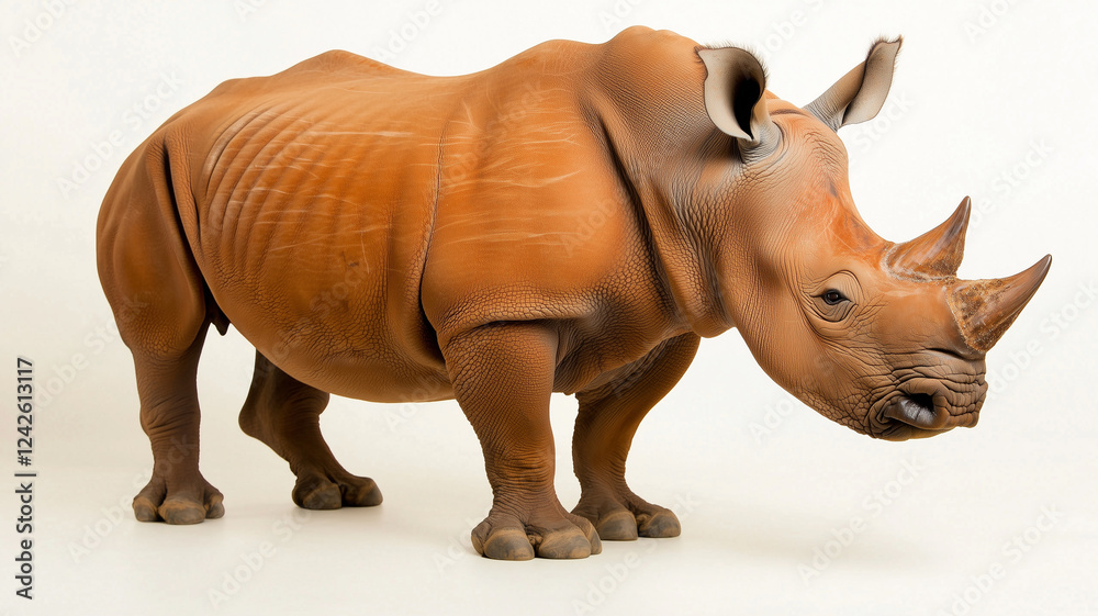Fototapeta premium Adult Rhino Isolated on White Background 