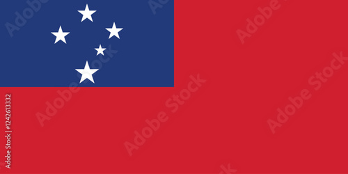 Samoa flag. Flag of Samoa. The official ratio. Flag icon. Standard color. Standard size. A rectangular flag. Computer illustration. Digital illustration. Vector illustration.
