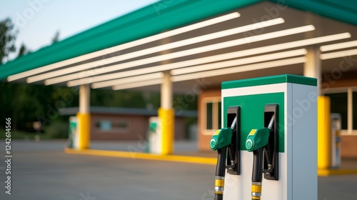 Gas station fuel pumps in natural light
