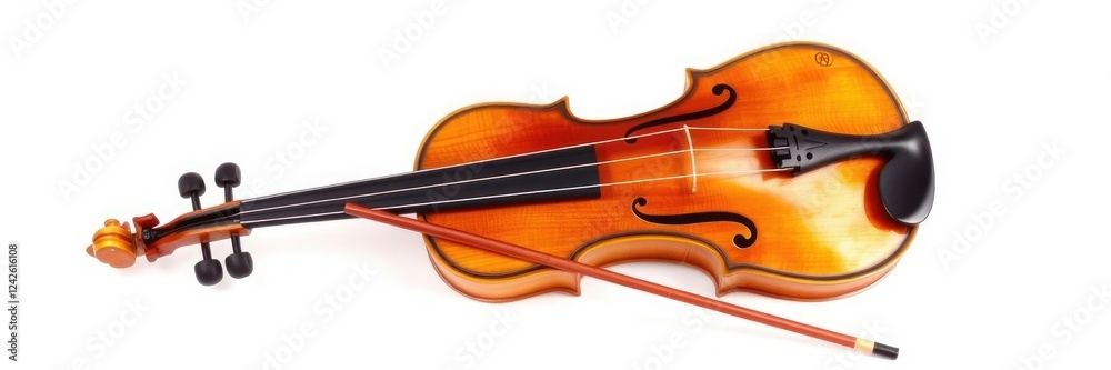 Violin resting on canvas easel isolated on white background, surreal, artistic, creative Violin resting on canvas easel isolated on white background, surreal, artistic, creative
