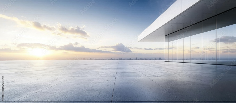 Obraz premium Early morning view of a modern building exterior.
