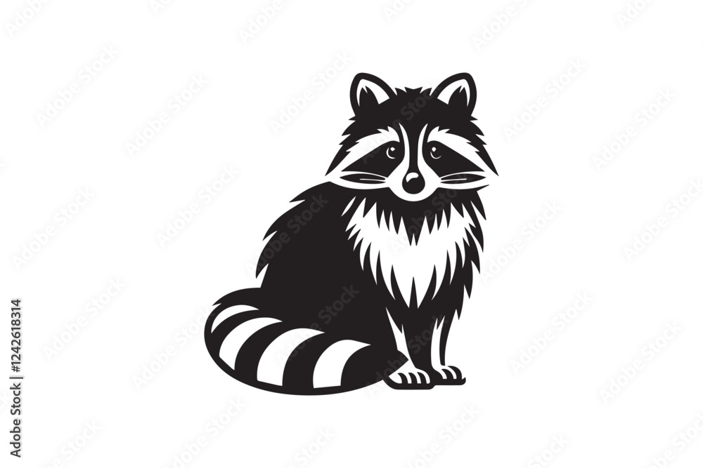 Fototapeta premium Raccoon vector silhouette isolated in white background