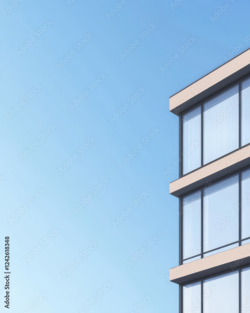 Modern architecture against a clear blue sky in an urban setting showcasing contemporary design Modern architecture against a clear blue sky in an urban setting showcasing contemporary design