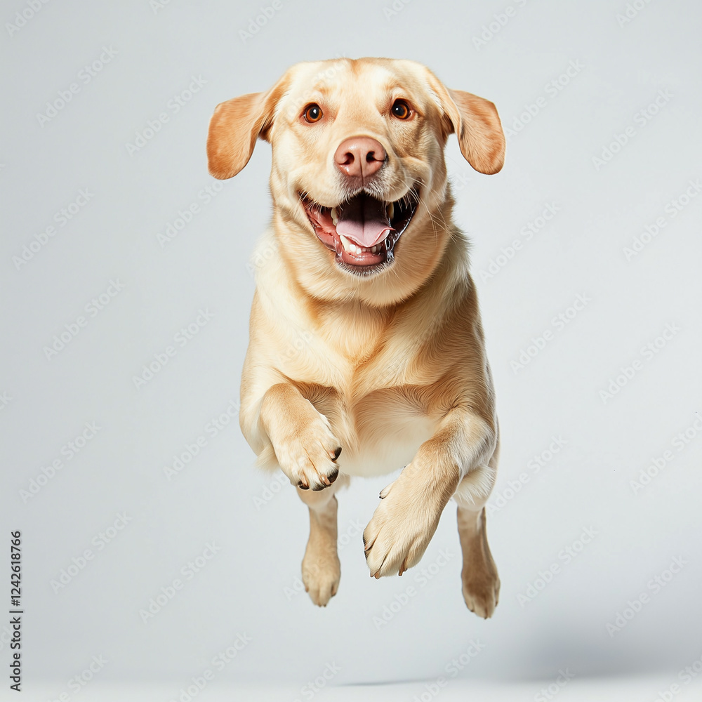 Labrador Retriever Running and Jumping Isolated on White Background
Labrador Retriever Running and Jumping Isolated on White Background