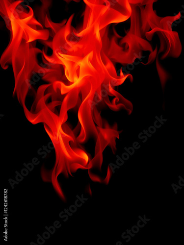 Red flame fire pattern on black background, fire, flames, red, heat, abstract, hot, inferno, blazing, burning, danger, dark photo