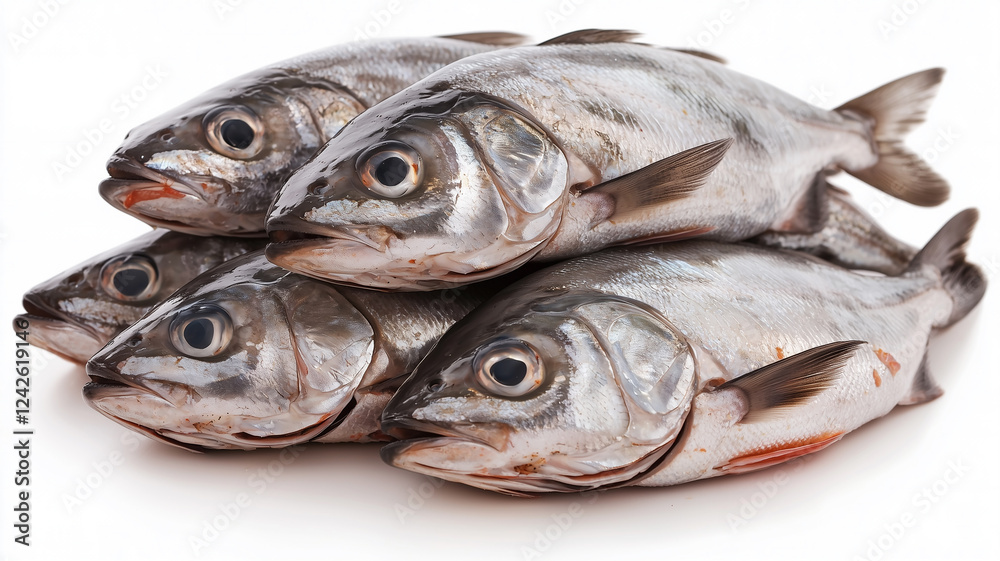 Fresh Silver Barb Fish Pile Isolated on White Background
Fresh Silver Barb Fish Pile Isolated on White Background