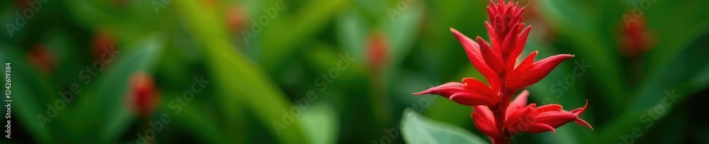 Red canna indica in full bloom against a natural background, canna plant, tropical plants Red canna indica in full bloom against a natural background, canna plant, tropical plants