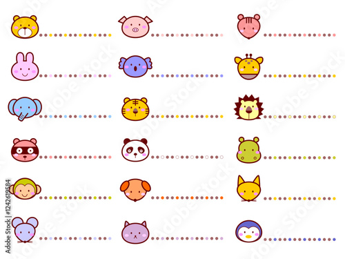可愛い動物の見出しフレームセット