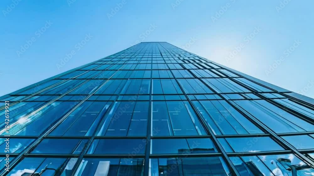 Stunning Skyscraper, Modern Architecture, Glass Facade, Urban Landscape, Cityscape, Blue Sky Stunning Skyscraper, Modern Architecture, Glass Facade, Urban Landscape, Cityscape, Blue Sky