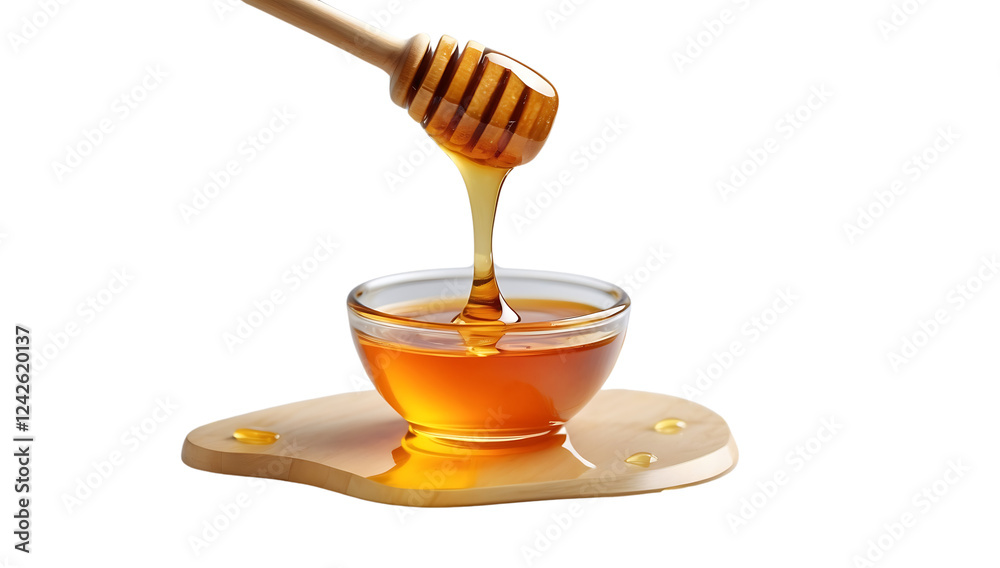 Wooden Honey Dipper Dripping Golden Honey: AI-Generated Culinary Design on Transparent Background Wooden Honey Dipper Dripping Golden Honey: AI-Generated Culinary Design on Transparent Background