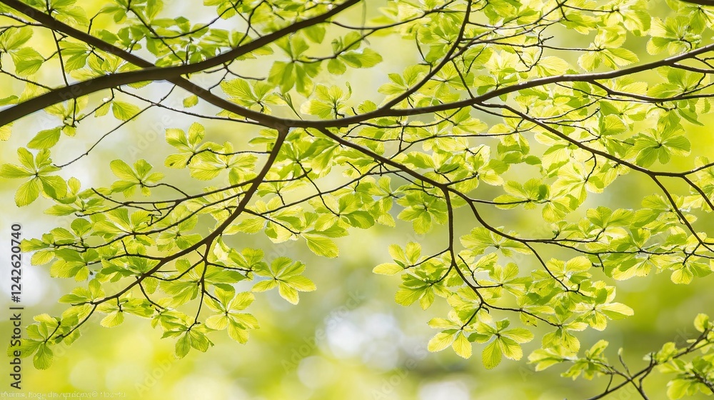 Spring leaves sunlight forest canopy background design Spring leaves sunlight forest canopy background design