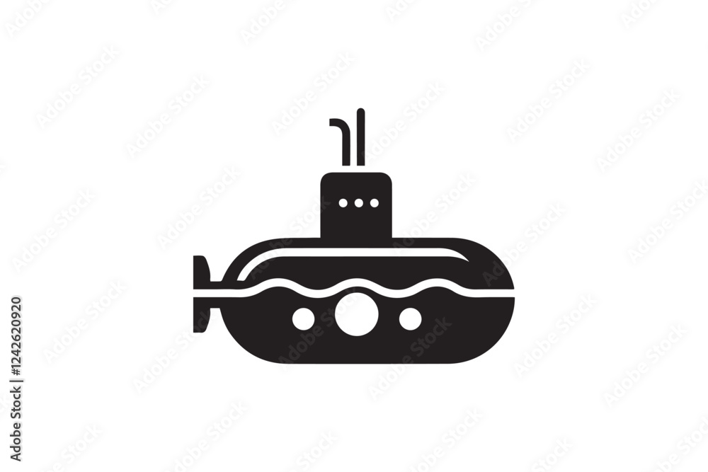 Fototapeta premium submarine vector silhouette isolated in white background