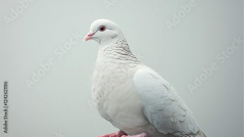 Wallpaper Mural Close-up of a white dove with pink feet and beak, perched against a muted gray background. Torontodigital.ca